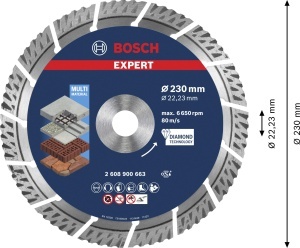 Disc de taiere cu diamant Bosch EXPERT Multi Material, 230 mm, pentru beton si caramida - Img 3