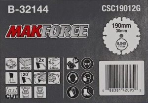 Disc Saw Makita MakForce B-32144, 190 x 30 mm, 12Z - Img 5