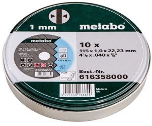 Discuri de taiere Metabo SP 115 x 1,0 mm Inox, 10 bucati, pentru otel inoxidabil