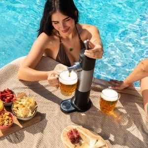 Dispensator de bere Cecotec BeerFlow 500, portabil, cu control spuma, pentru doze si sticle - Img 3