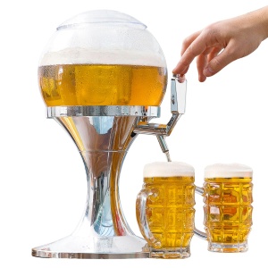 Dispenser bauturi InnovaGoods 35L cu racitor pentru gheata transparent si argintiu
