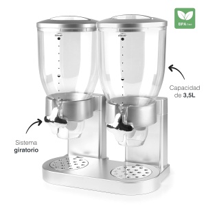 Dispenser Cereale Lacor 62597, 2 recipiente a 3.5 l, BPA-free, gri - Img 3