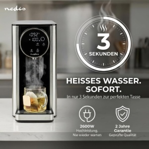 Dispenser de apa fierbinte Nedis KAWD310FBK, 2.7 l, 2600 W, AluminiuNegru - Img 2