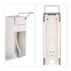Dispenser de Dezinfectant Relaxdays, Set 2 Buc, 500 ml, Montare pe Perete, ArgintiuAlb - Img 5