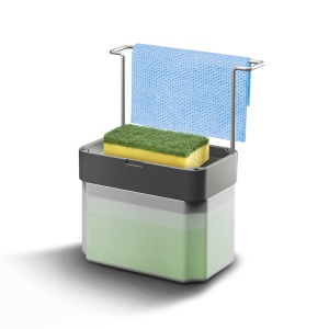 Dispenser de sapun Metaltex, gri, 17x12x22 cm, cu suport pentru burete - Img 1