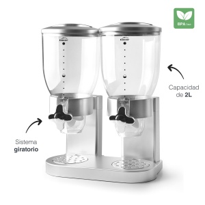 Dispenser dublu Lacor 62596 pentru cereale si alimente uscate 2 x 2 litri gri BPA-free - Img 3