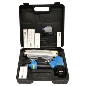 Dispozitiv de prindere/cuie pneumatic Gude (max. 6 bari, test GOOD - VERY GOOD, roata de control al adancimii, blocare de siguranta la impact, inclusiv 1500 de cleme (20/32/40 mm) si 2000 de stifturi (25/40 mm), sticla de ulei, geanta de transport) - Img 5