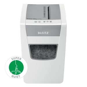 Distrugator de documente Leitz IQ Slim Office S P4 Alb Capacitate 12-14 coli Particule 4x28 mm 23L - Img 2