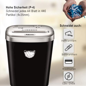 Distrugator documente Fellowes Powershred 53C P-4 Cross-Cut 10 coli 23L - Img 2