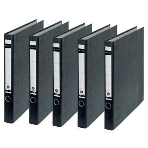 Dosar cu 2 inele Leitz 5 bucati, negru, 3.5 cm latime, capacitate 200 foi