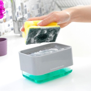 Dozator sapun 2-in-1 InnovaGoods Pushoap 330 ml Compact VerdeGri - Img 8
