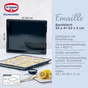 Dr Oetker Backblech Back-Liebe Emaille Albastru Reglabil Rezistent la Zgarieturi - Img 2