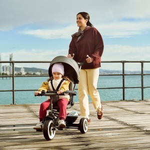 Dreirad Kinderkraft Aston 2 PRO, 360 Rotire, Verdeck Reglabil, Gri - Img 2