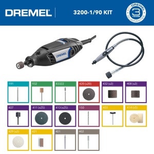 Dremel 3200 Unealta Multifunctionala 130W Set cu Ax Flexibil si 90 Accesorii - Img 2