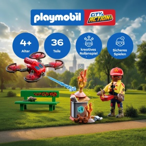 Drona de stins incendii PLAYMOBIL 72197 cu 4 elice, accesorii si pilot - Img 2