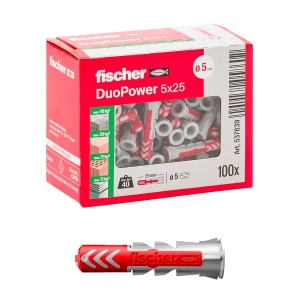 Dublu ancorant Fischer 100 x DuoPower 5 x 25 mm pentru zidarie si gips-carton