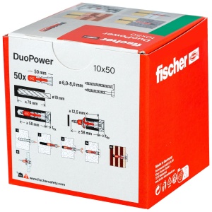 Dublu de fixare fischer DuoPower 10 x 50, 50 bucati, pentru beton si gips-carton - Img 3