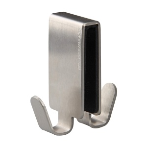 Dublu Haken pentru Perete de Sticla Fackelmann 4,5 x 7 cm - Otel Inoxidabil, TPE Antisoc