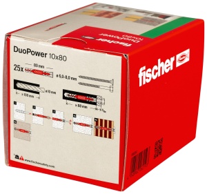 Dublu universal fischer DuoPower 10 x 80, 25 bucati, pentru beton si caramida - Img 3