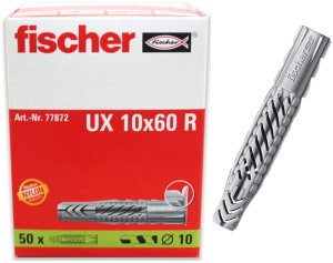 Dublu universal fischer UX 10 x 60 R, 50 bucati, nylon, pentru beton si gips-carton