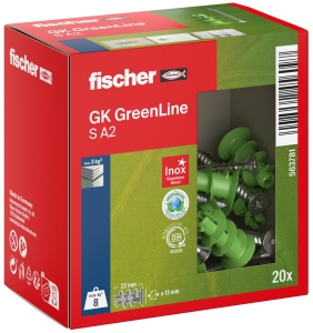 Dulie pentru Gips-carton fischer GK Green S cu surub din otel inoxidabil, 20 buc
