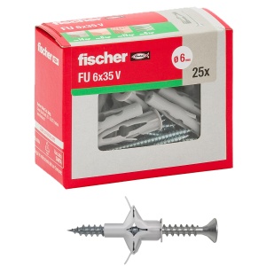 Dulie universala Fischer FU 6 x 35 mm, 25 bucati, cu suruburi incluse