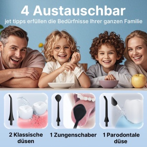 Dus bucal TUREWELL, fara fir, rezervor 310ml, 5 moduri de presiune, negru - Img 3