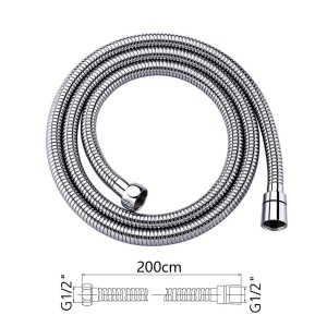 Dus cu inox GRIFEMA 2 m, flexibil, anti-clipire, cromat - Img 2
