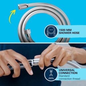 Dus cu mana GROHE Vitalio Comfort 110, 2 tipuri de jeturi, crom, 1.5m - Img 2