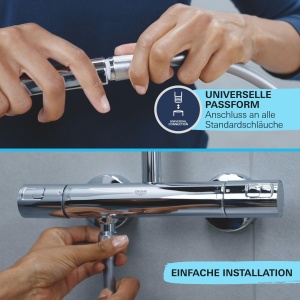 Dus cu mana GROHE Vitalio Comfort 110 QuickFix Mat Negru 2 tipuri de jet Sistem Anticalcar - Img 6