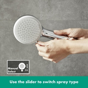 Dus cu mana hansgrohe Croma 100, 4 tipuri de jeturi, crom, 100 mm - Img 4