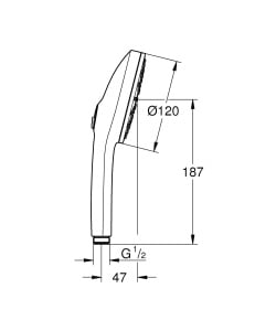 Dus cu trei tipuri de jet GROHE Vitalio Joy 120, crom, 7.9 lmin - Img 3