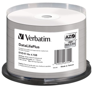 DVD-R Verbatim 43744 4.7GB 16x Wide Inkjet 50 bucati