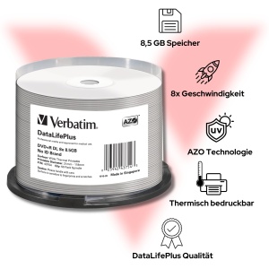 DVD-R Verbatim 8x Double Layer 8.5GB, 50 bucati, imprimabile - Img 3