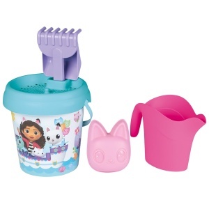 Eimer de nisip Smoby Gabby Set cu cana de udare, sita, grebla si lopata 17 cm