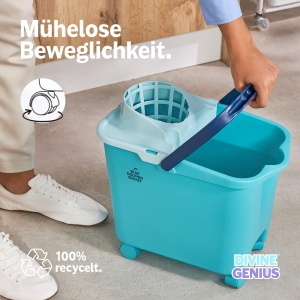 Eimer Mop Blue Dolphin 14L cu Abtropfer, Culoare Turcoaz, 100 Reciclat - Img 3