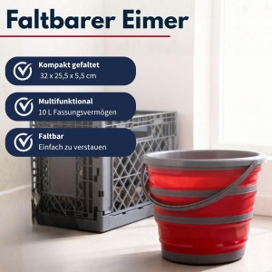 Eimer pliabil Dirt Devil 10 litri, compact, rosugri - Img 2