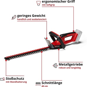 Einhell Trimmer gard viu cu acumulator GC-CH 18/40 Li Solo Power X-Change (18 V, lungime de taiere 40 cm, distanta dinti 13 mm, maner ergonomic, fara baterie) - Img 3