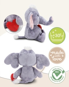 Elefant de Plus NICI Love cu Inima Magnetica, Culoare Gri Inchis, 23cm - Img 3