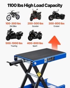 Elevator pentru motociclete VEVOR JL-M01101, 499 kg, inaltime reglabila, negru-albastru - Img 2