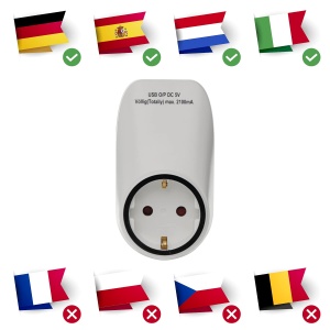 EMOS P0072 Priza, adaptor de priza Schuko cu 2 porturi USB 2100 mA, control parental, pentru calatorii, smartphone, telefon mobil, tableta, 4000 W, 250 V - Img 6
