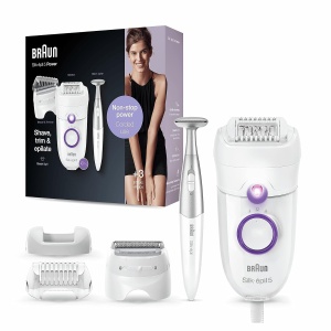 Epilator Braun Silk-epil 5-825 Power AlbViolet cu 28 de Pinzete si Trimmer Bikini