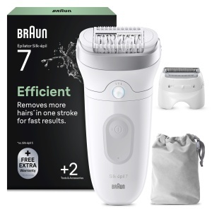 Epilator Braun Silkepil 7, Wet Dry, cap larg, argintiu