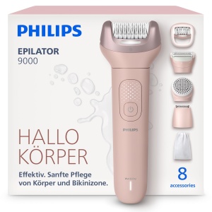 Epilator Philips Series 9000 BRE71900 pentru utilizare umeda si uscata 8 accesorii 60 min autonomie