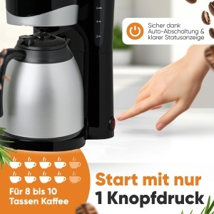 Espressor cafea Bomann KA 168, 1 L, 870 W, pentru 8-10 cesti, negru - Img 3