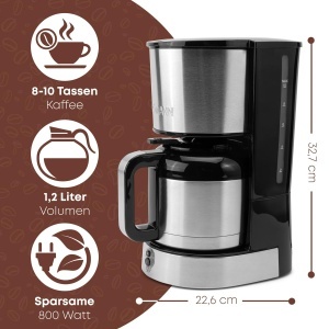 Espressor cafea Bomann KA 6066 CB, capacitate 1.2L, 800W, inox - Img 2