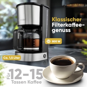 Espressor cafea Bomann KA 6071 CB, 12-14 cesti, 800W, inox - Img 2