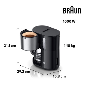 Espressor cafea Braun PurShine KF1505, 1.2L, 1000W, Negru - Img 3