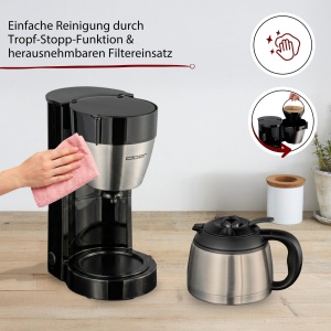 Espressor cafea Cloer 5009, 8 cesti, 800 W, inox, negru - Img 4