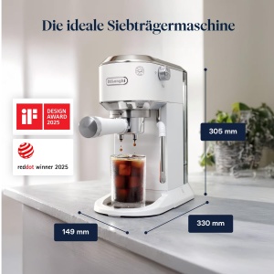 Espressor cafea DeLonghi Dedica Duo, 15 cm, alb, cu spumator manual - Img 9